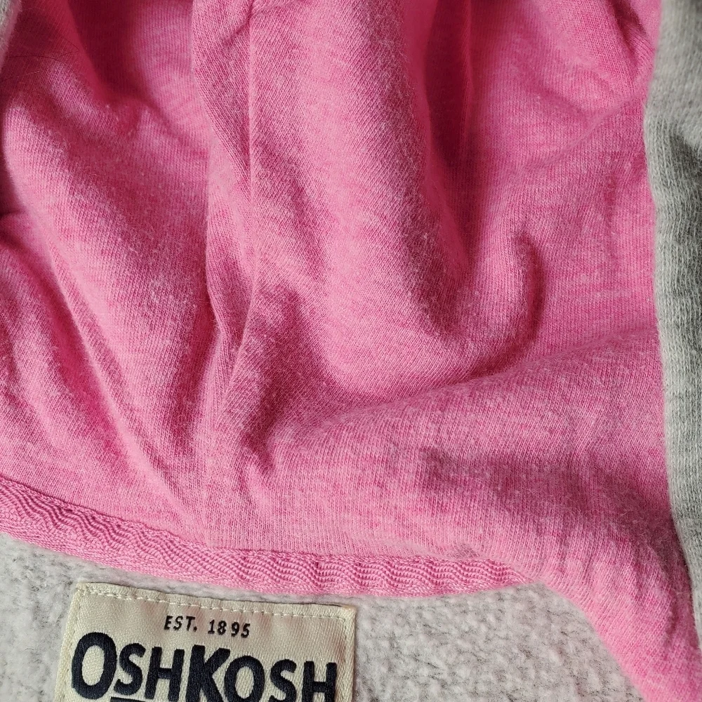 OshKosh B'gosh Gray & Pink Fleece-Lined Zip-Up Jacket Toddler Girl Size 24m